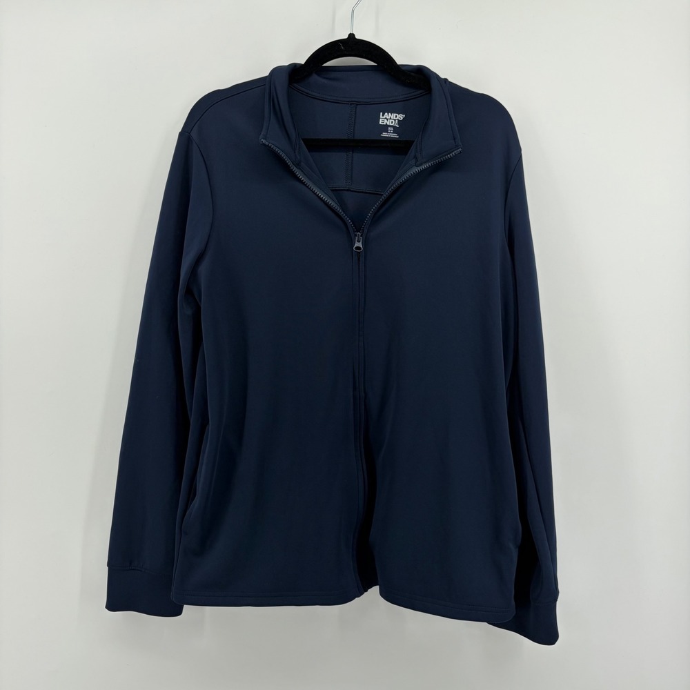 Lands End Kids Boys Full Zip Jacket Navy Blue Size XXL 18-20